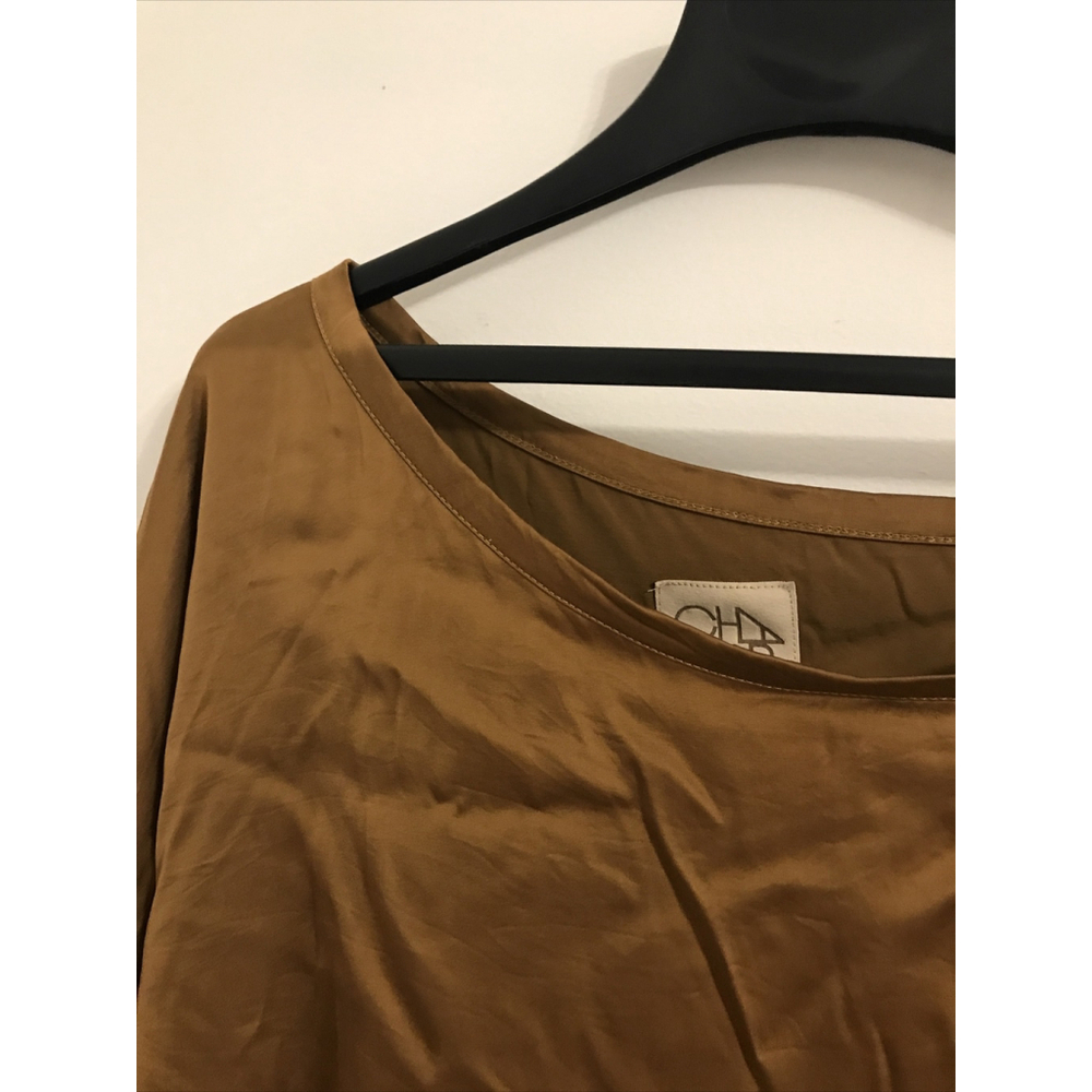 Chaser 'Dani' Satin Off Shoulder Bronze Metallic Long Sleeve Size S - Picture 7 of 8